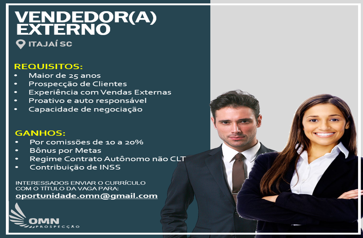 VENDEDOR(A) EXTERNO BC Vagas